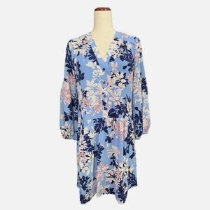 Vince Camuto Floral Print Deep V-neck Shift Dress Size 8